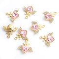 Crystal-Accented Gold Silver Heart Alloy Charms in 14 Styles view 10