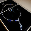 Rhinestone Round Y Necklace Earring Sets Gold Silver view 7