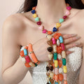 Gold Acrylic Bead Necklaces And Bracelets Multicolor Styles view 2