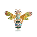 Colorful Crystal Bee Brooch with Detailed Gold Tone Wings view 2