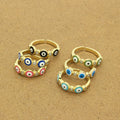 Gold Tone Triple Evil Eye Adjustable Open Rings in Six Colors view 5