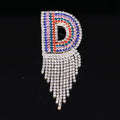 Multicolor Crystal Letter D Brooch With Long Clear Fringe view 6