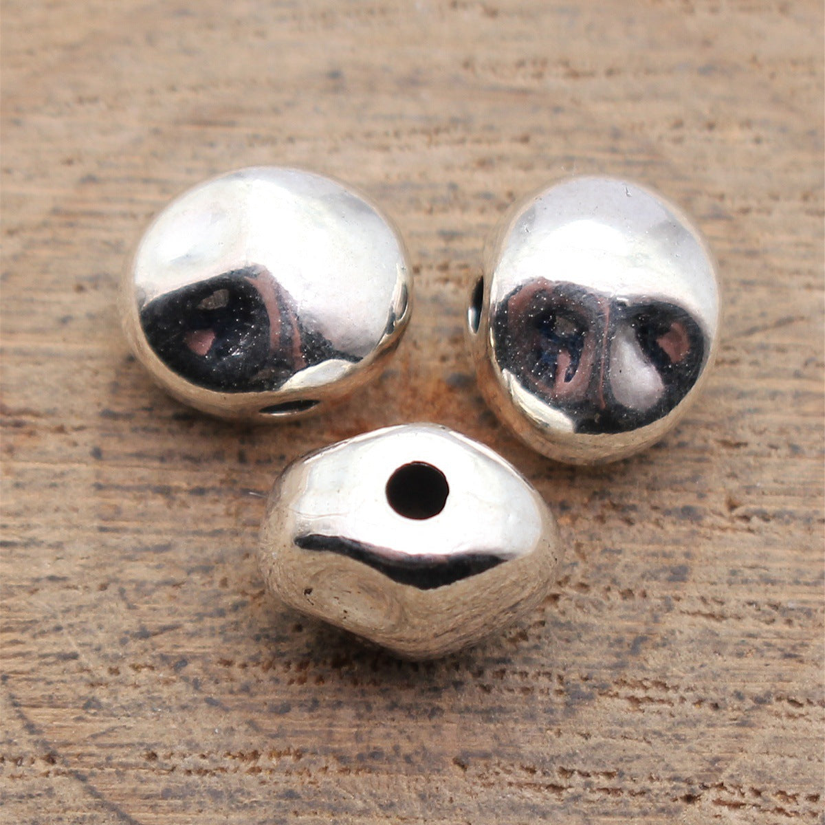 10x8.3x7.2mm 2.1g Antique Silver Zinc Alloy Hammered Irregular Loose Metal Beads for DIY Jewelry Making