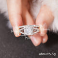 Princess Halo Clear Stone Bridal Ring Set Sizes 6-10 view 4