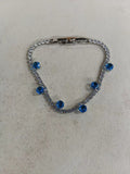 Silver Tennis Bracelet Dangle Round Crystals Five Colors view 6