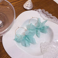 Six Color Translucent Fabric Petal Flower Hoop Earrings view 6