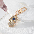 Rhinestone Hamsa Hand Evil Eye Alloy Keychains 4 Styles view 3
