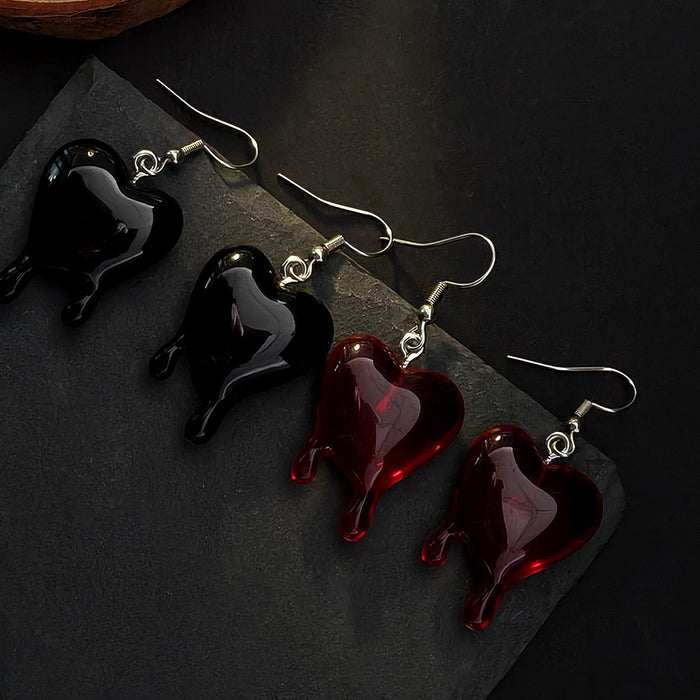 Dripping Anatomical Heart Drop Earrings in Six Color and Hook Finishes