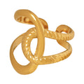 Interlocking Multi Loop Open Ring Twisted Rope Gold Steel view 5