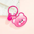 Glitter Bead Animal Face Keychain with Matching Bell Charm view 4