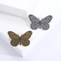 Etched Butterfly Brooch in Antique Gold or Silver Tone view 1