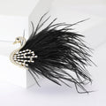 Crystal Swan Feather Brooch Gold Tone White Pink Black view 2