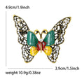Enamel Butterfly Brooch Filigree Wings Rhinestone Frame Pin view 7