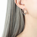 Double Bar Knot Open C-Hoop Stud Earrings Gold Steel view 7