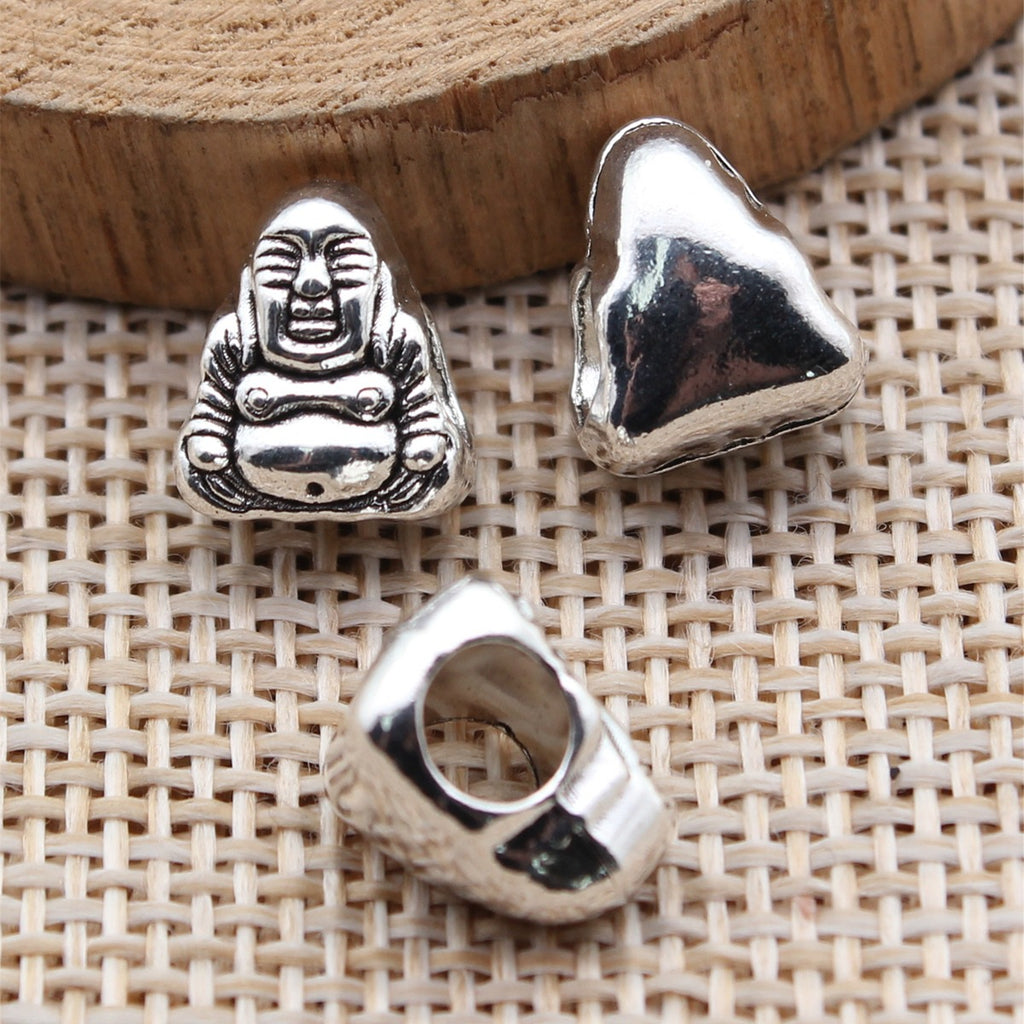 11x9.7x7.8mm 1.9g Antique Silver Zinc Alloy Buddha Large Hole Beads for Bracelet Necklace DIY