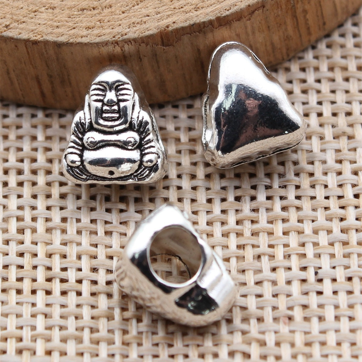 11x9.7x7.8mm 1.9g Antique Silver Zinc Alloy Buddha Large Hole Beads for Bracelet Necklace DIY