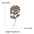 Round Crystal Bouquet Brooch With Gray Stone Leaves view 5