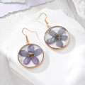 Round Gold Rim Resin Dried Flower Drop Earrings 7 Styles view 4