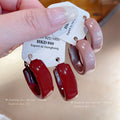 Chunky Glossy Hoop Earrings in Pink and Red Fashion Jewelry view 3