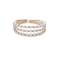 Gold Silver Multi Row Pearl Crystal Flower Open Cuffs view 5