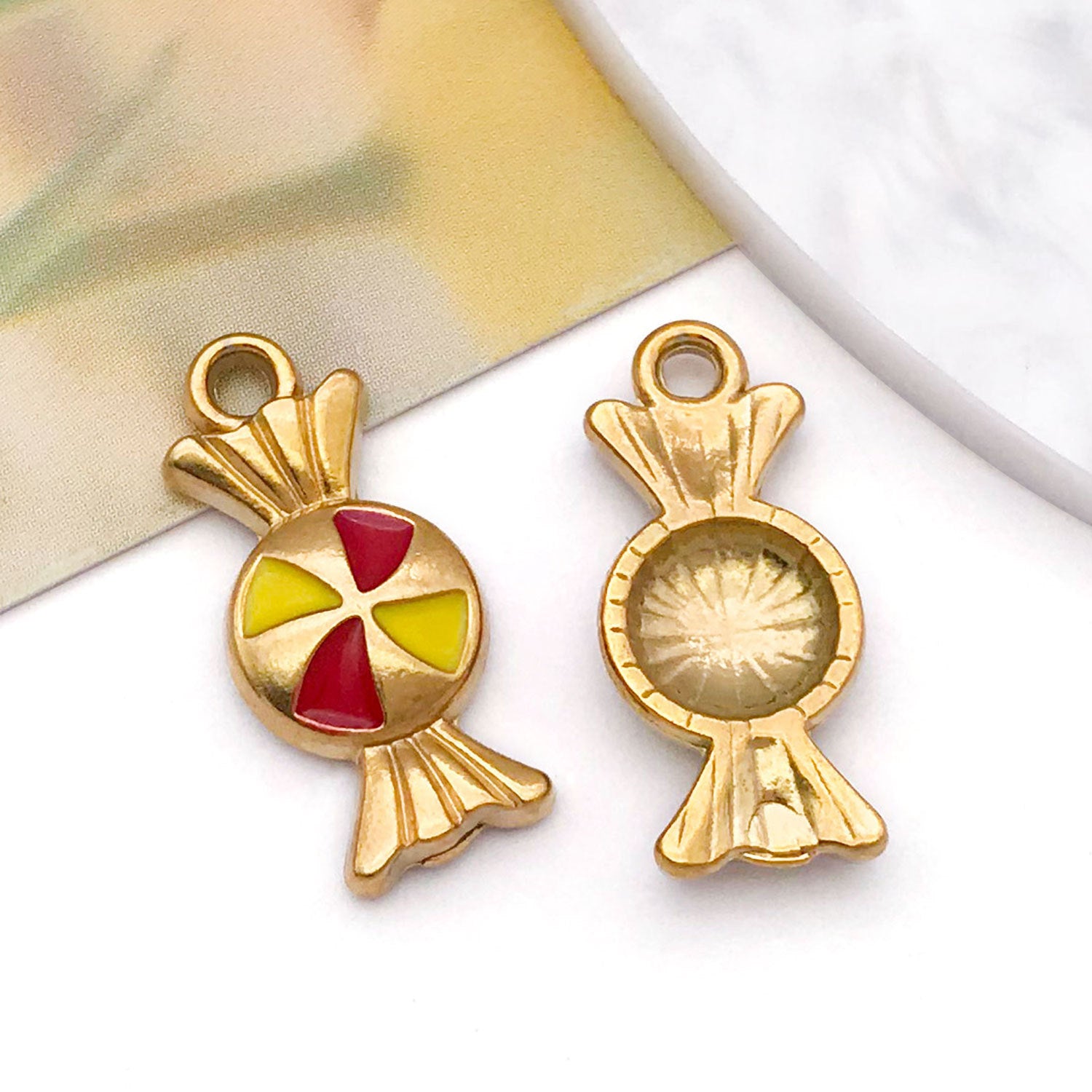 Enamel Stainless Steel Bow Candy Cowboy Horse Head Butterfly Charm Pendant for Necklace Keychain