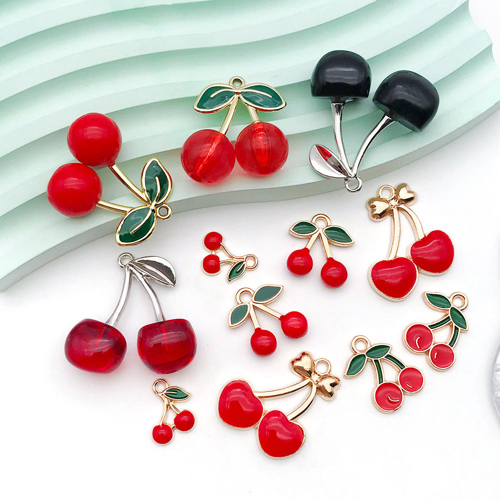 Acrylic Cherry Fruit Charm Pendant for DIY Necklace Bracelet Earrings Jewelry Making