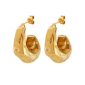 Dimpled Cheese Texture Geometric C-Hoop Stud Earrings view 5