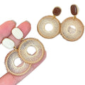 Woven Circle Drop Earrings In Nine Color And Back Styles view 5