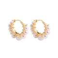 Gold-Tone Small Hoop Earrings With Graduated Pearl Fringe view 5