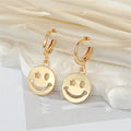 Gold and Silver Tone Open Smiley Face Huggie Drop Earrings view 2