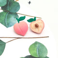 Realistic Peach Half Asymmetric Novelty Stud Earrings view 1