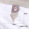 Multicolor Crystal Letter D Brooch With Long Clear Fringe view 5