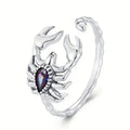 Open Adjustable Scorpion Ring Dark Teardrop Stone Silver Tone view 1