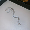 Silver Tone Snake Ear Cuff with Curved Crystal Body view 6