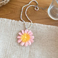Colorful Daisy Pendant Faux Pearl Necklaces in Six Colors view 8