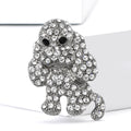 Crystal Sitting Dog Brooch in Clear or Black Stone Finish view 3