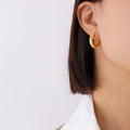 Thick C-Shape Hollow Tube Hoop Earrings Gold Steel Three Sizes view 2