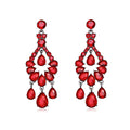 Red Silver Tone Red Crystal Chandelier Tassel Crystal Two Designs Metal Dangle Earrings view 1