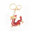 Rhinestone Chinese Dragon Keychain Enamel Charm Braided Cords view 5