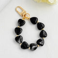 Heart Shaped Bead Bracelet Keychain With Gold Tone Clasp view 7