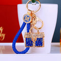 Jeweled Leopard Handbag Keychains with Fortune Cords and Loose Loops view 2