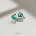Green Heart Zirconia Stud Earrings Clear Heart Drop view 3
