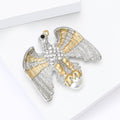 Silver Gold Two Tone Eagle Brooch Rhinestones Pearl Talons view 4