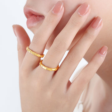 Bamboo Segment Band Rings Gold and Steel Multi Sizes