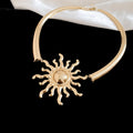 Sculpted Sun Pendant Collar Necklace in Gold and Silver Tones view 7