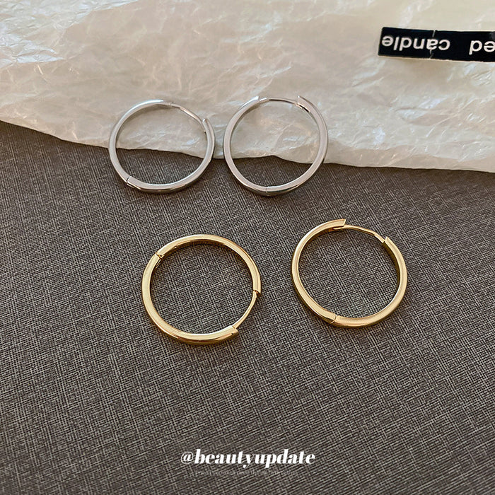 Simple Round Hoop Earrings in Silver and Gold Tone