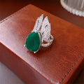 Three Mixed Statement Rings With Brown Crystals Green Or Brown Stones view 7
