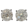 Silver Tone Round Cluster Halo Stud Earrings Clear Zircon view 5