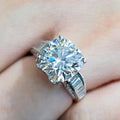 Square Center Baguette Shoulder Crystal Ring in Polished Metal view 2