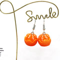 Silver Tone Realistic Mandarin Orange Fruit Hook Earrings view 7